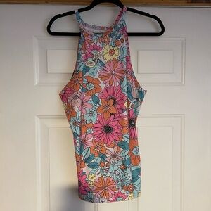 Colorful Floral Halter Top, Sz 1XL
